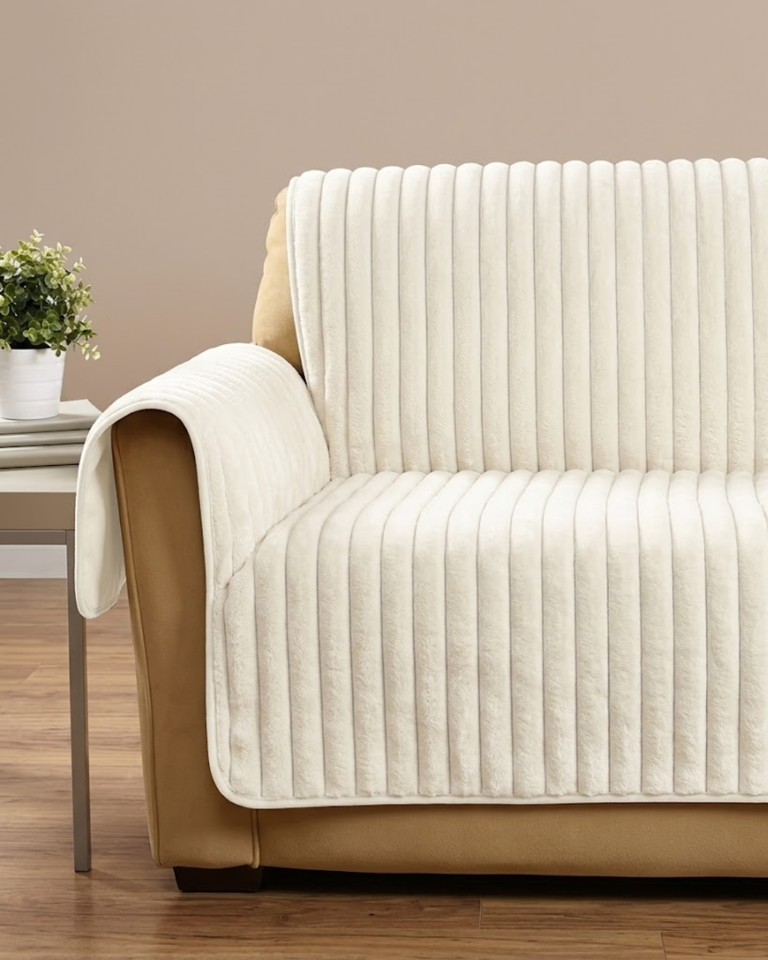 Ivory Rib Sofa Cover
