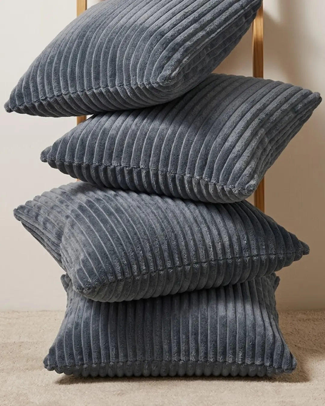 Ribbed Grey Cushion Covers