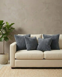 Ribbed Grey Cushion Covers