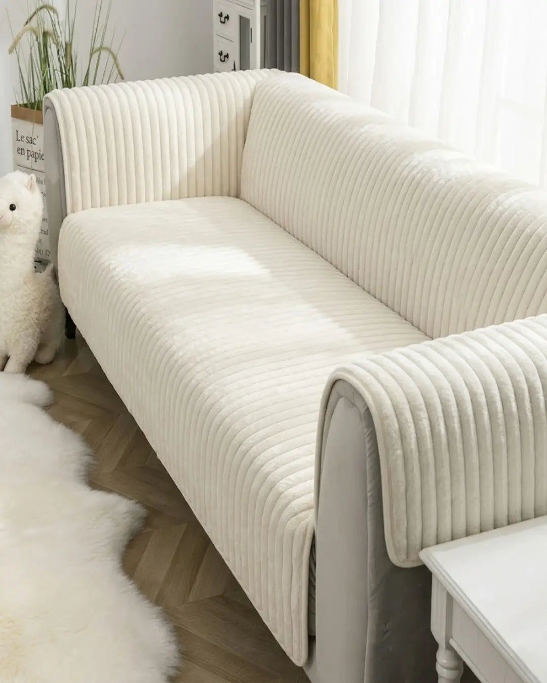 Vanilla Rib Sofa Cover