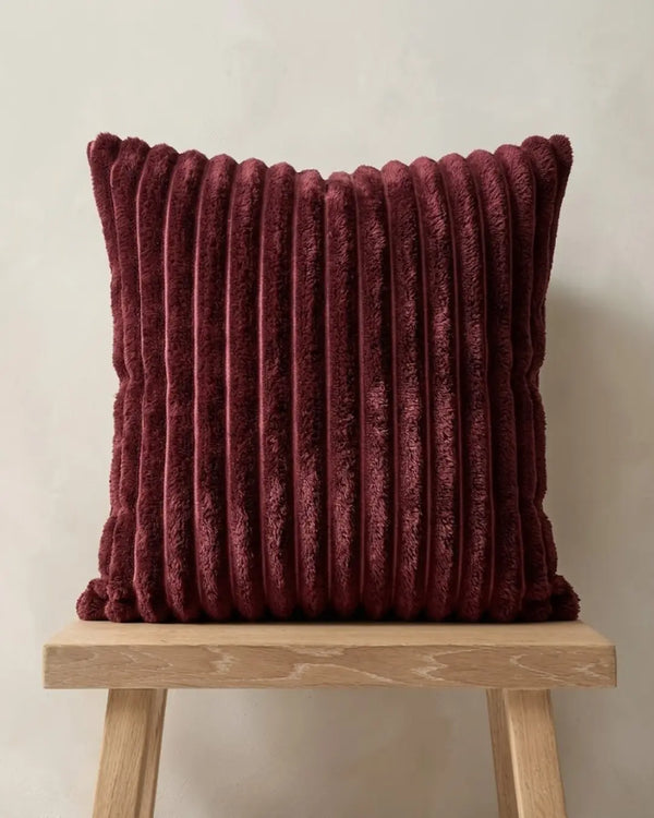 Burgundy Ribbed Cushion Covers