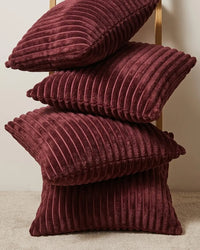 Burgundy Ribbed Cushion Covers