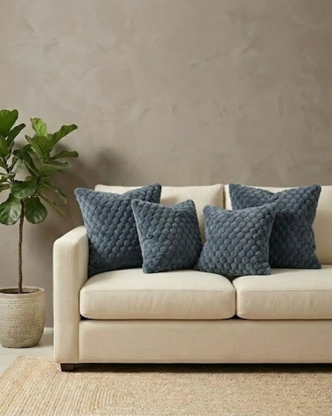 Grey Fur Cushion Covers