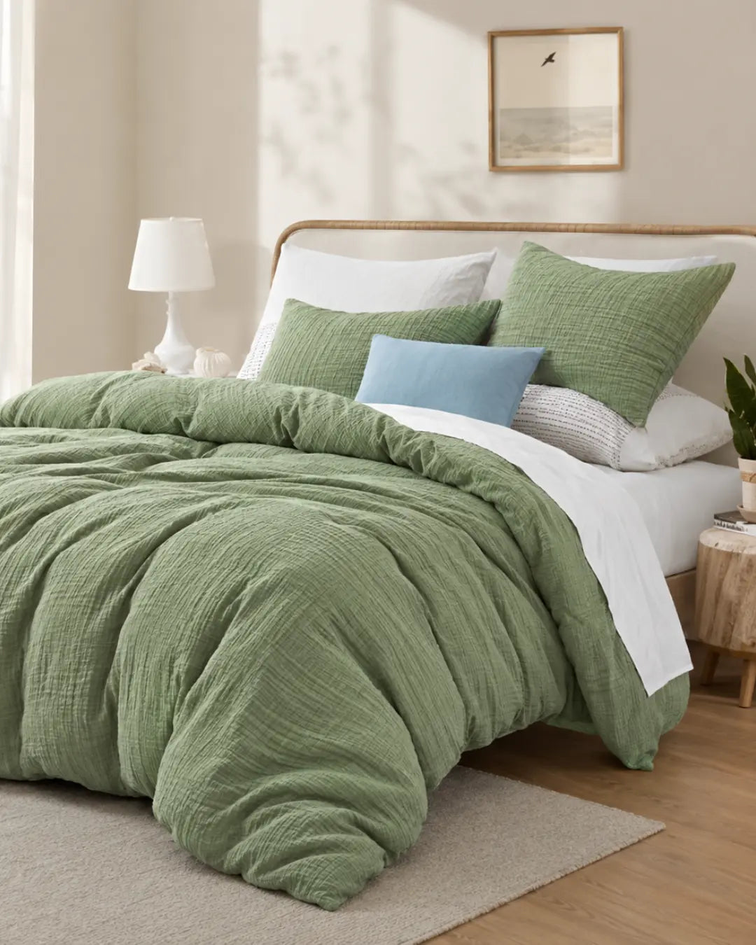 Sage Green Muslin Duvet Set