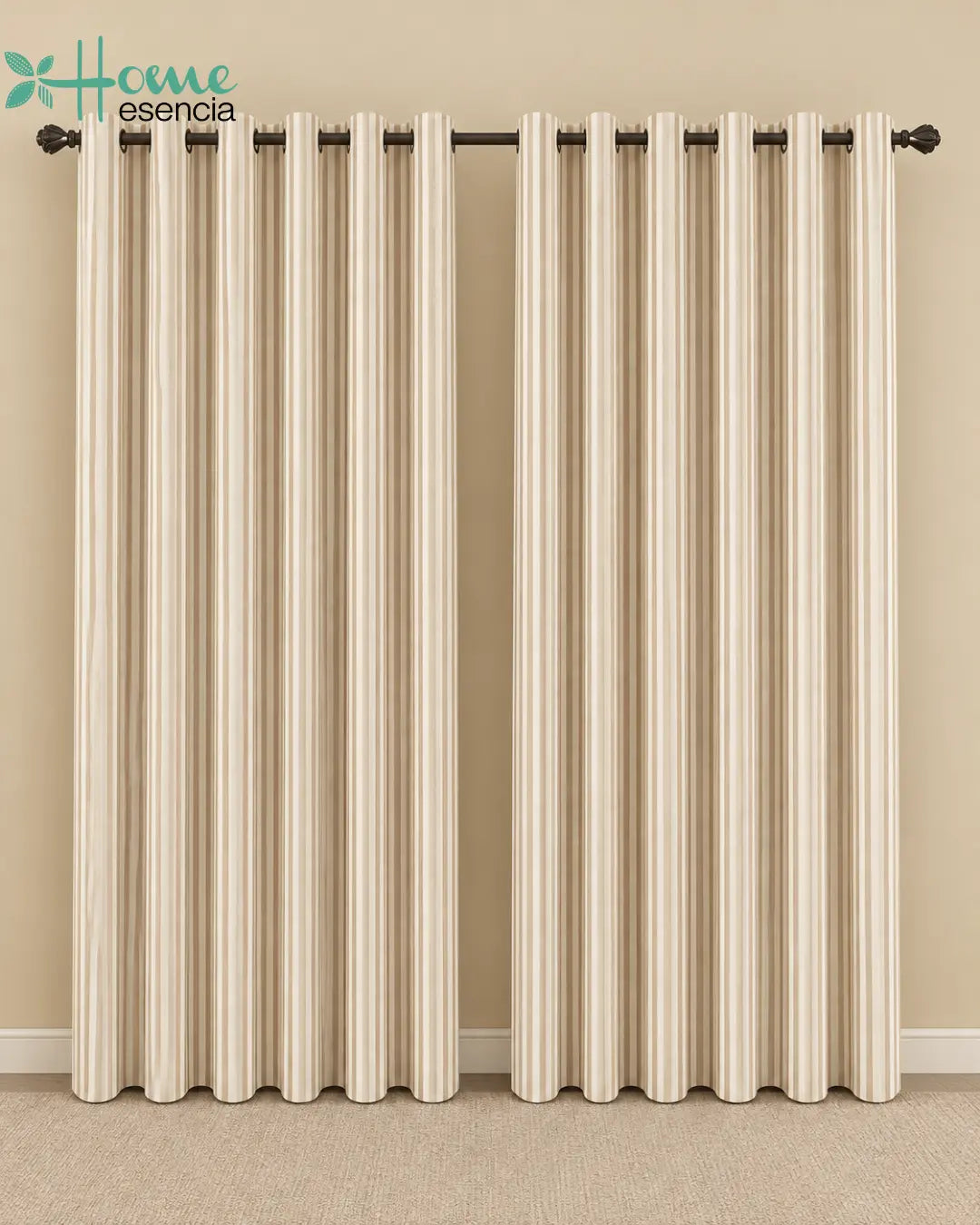 Warm Beige Yarn Dyed Curtains