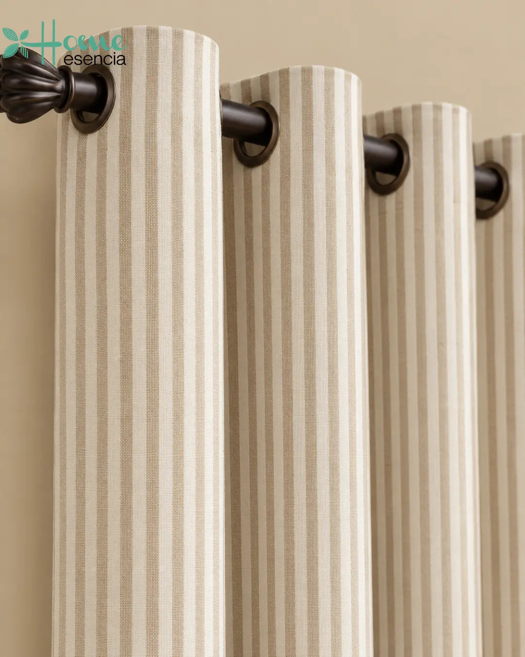 Warm Beige Yarn Dyed Curtains