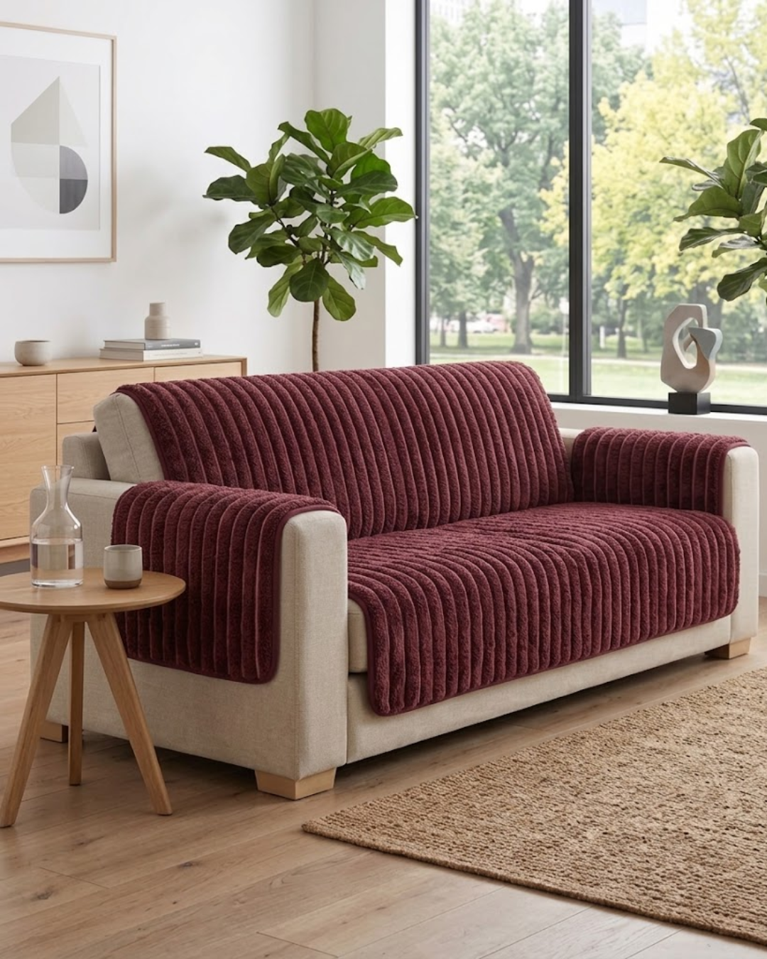 Wine Rib Sofa Cover