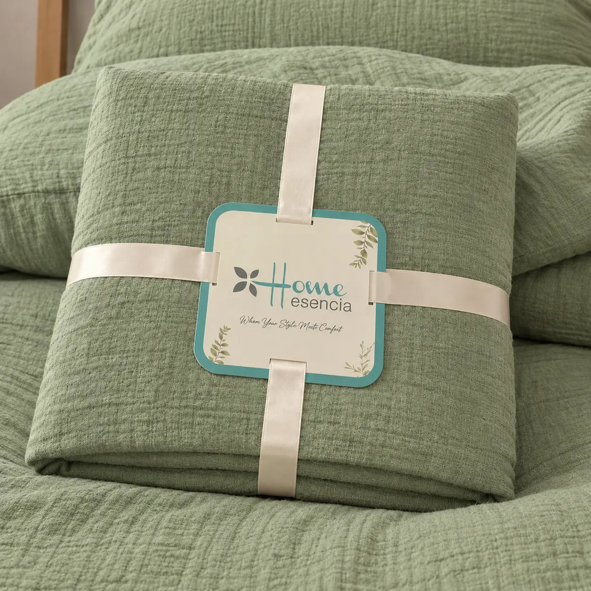Sage Green Muslin Duvet Set
